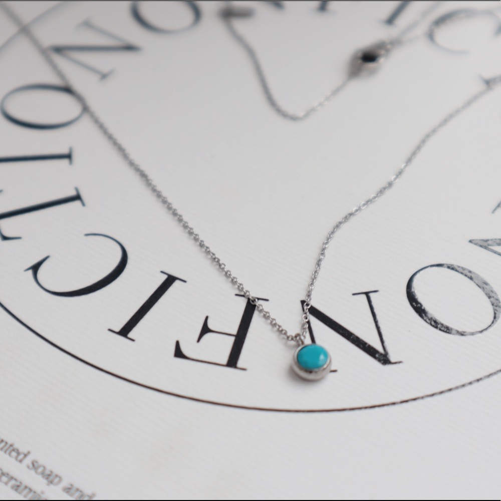 Surgical Steel Chain Necklace with Turquoise Stone